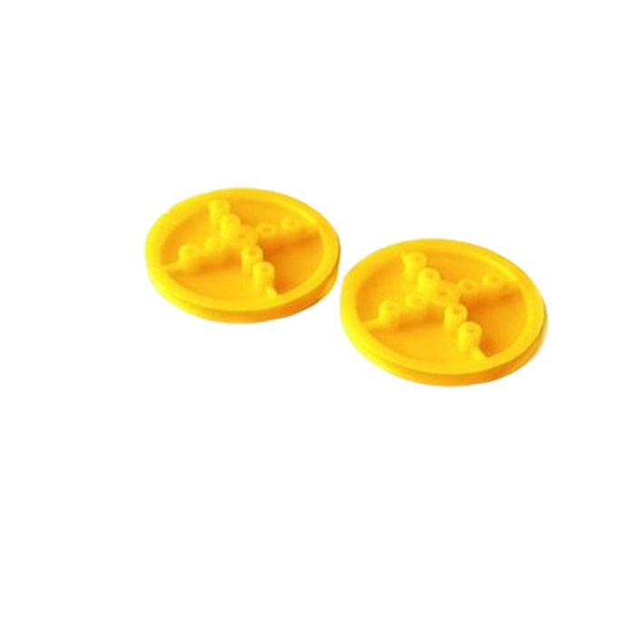 410 Wheel Tt Motor Arduino Smart Car Tyre Wheel Robot Tyre For Tt Motor - two identical yellow circular plastic wheels with cross-shaped spokes.