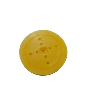 410 Wheel Tt Motor Arduino Smart Car Tyre Wheel Robot Tyre For Tt Motor - a yellow circular robot wheel with a central axle hole and several small mounting holes around the center.