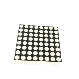 42MMX42MM 8x8 red dot matrix - a square black module with an 8x8 grid of circular white light-emitting diodes.