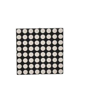 42MMX42MM 8x8 red dot matrix - a square black component featuring an 8x8 grid of circular white light-emitting diodes.