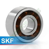4301ATN9 Skf Double Row Deep Groove Ball Bearing 12x37x17mm - a silver-toned metal cylindrical ball bearing with a brown internal cage.