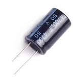 4700uF 50V Electrolytic Capacitor - shown as a black cylindrical component with two wire leads and white text indicating its capacitance and voltage.