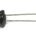 470uF 10V Electrolytic Capacitor - Digilog.pk - a black cylindrical electronic component with two metal leads extending from one end and white text printed on the side.