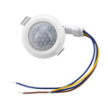 48.5mm Infrared PIR Motion Sensor LED Body Motion Sensor Adjustable Delay Ceiling Buckle Installation Automatic Sensor Light Switch - a white circular ceiling-mount sensor with a honeycomb lens and three attached blue, yellow, and brown wires.