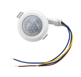 48.5mm Infrared PIR Motion Sensor LED Body Motion Sensor Adjustable Delay Ceiling Buckle Installation Automatic Sensor Light Switch - a white circular ceiling-mount sensor with a honeycomb lens and three attached blue, yellow, and brown wires.