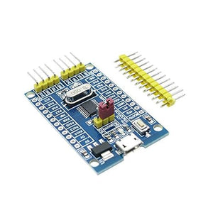 48 MHz STM32F030F4P6 Small Systems Development Board Cortex-M0 Core 32bit Mini System Development Panels - with a micro-USB port, a push button, a jumper, a crystal oscillator, and a separate strip of header pins.