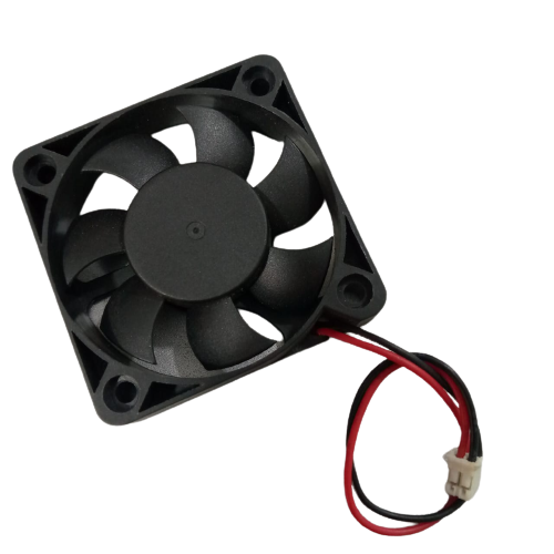 48MMX48MMX11MM 12V DC Fan - a square black cooling fan with seven blades and a two-wire red and black power cable ending in a white connector.