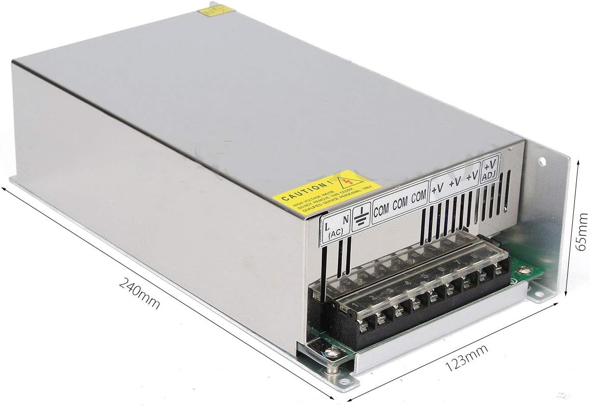 48V 20A 1000W Universal Regulated Switching Power Supply Driver For Cctv Camera LED Strip AC 100-240V Input To DC 48V - a rectangular silver metal unit with a terminal block, AC input, DC output, and voltage adjustment screw.