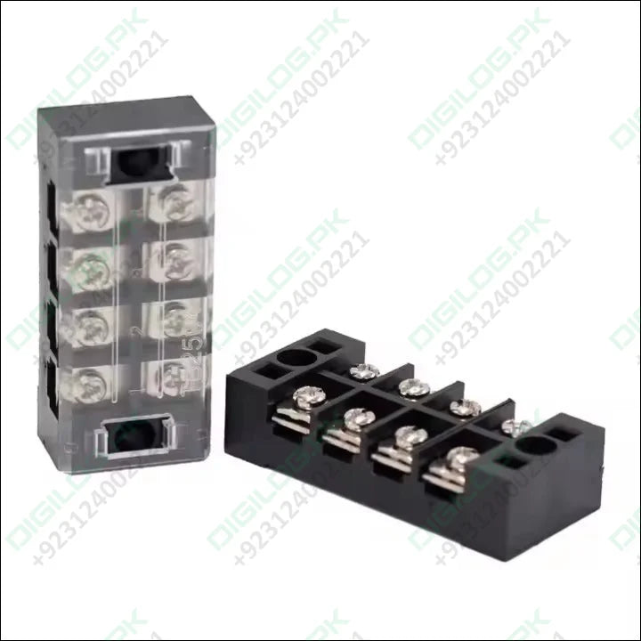 600V 15A 4P Dual Rows Covered Barrier Screw Terminal Block Strip connector