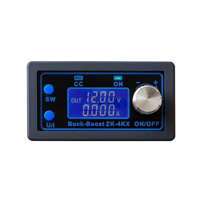 4kx 35W Programmable CNC Buck-boost Power Supply DC Adjustable Cc Cv Charging Module - a black rectangular housing, a blue digital display showing 12.00V and 0.000A, two buttons, and a knob.