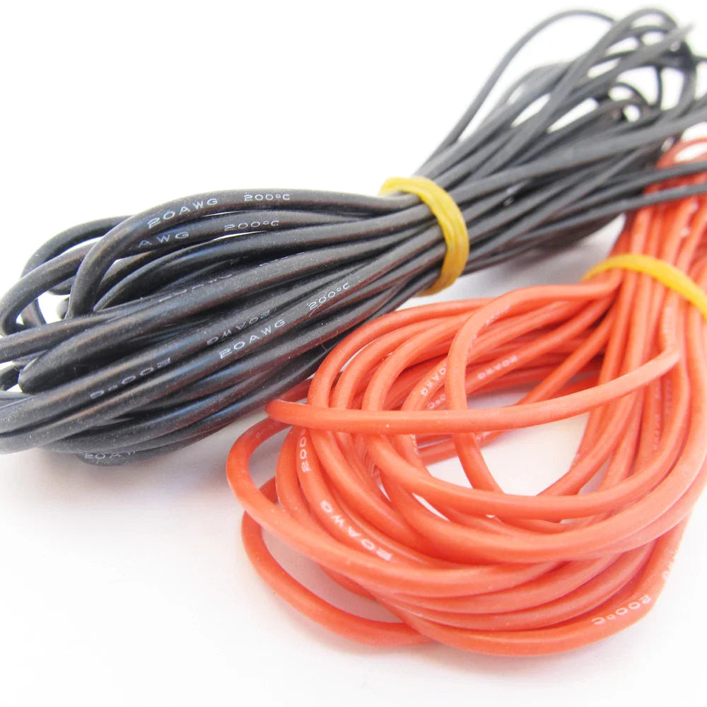4mm DC Wire Pure Copper Wires ( Red 3feet + Black 3feet ) Price - two coiled bundles of red and black electrical wire secured with yellow zip ties.