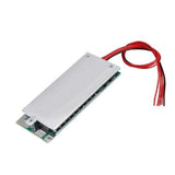 4S 12V 100A LiFePO4 BMS 3.2V Battery Protection Circuit Board - a rectangular green PCB with a silver heat sink and attached red and black wires.