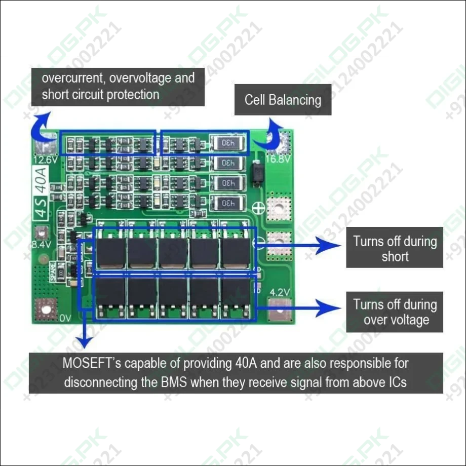 4s Bms 40a Li-ion Battery Protection Board Balanced Version