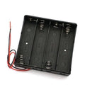 4x 18650 Battery Cell Holder Storage Box Case - a black plastic rectangular holder for four batteries with attached red and black wire leads.