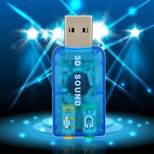 5.1usb To 3.5mm Mic Headphone Jack Stereo Headset 3d Sound Card Audio Adapter - a blue, rectangular USB device with two 3.5mm audio ports at the base.