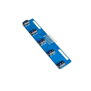 5 Channel TCRT5000 IR Array Tracking Sensor Module - a blue rectangular circuit board with five infrared sensors and a six-pin connector.