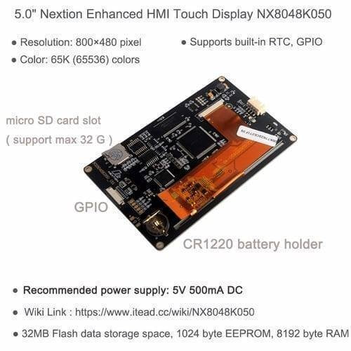 5 Inch Nextion Tft Hmi Lcd Touchscreen Nx8048k050