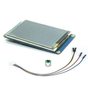 5 Inch LCD HMI TFT Intelligent Touch Display Module Nextion NX8048T050 - shown with a micro-USB breakout board and a four-wire connector cable.