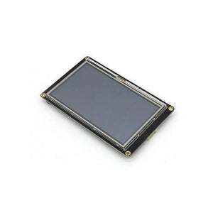 5 Inch Nextion TFT HMI LCD Touchscreen NX8048K050 - a rectangular black circuit board with a centered grey display screen and a connector on the side.