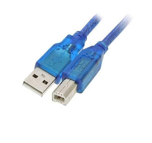 5 Meter USB a To USB b Cable For Arduino Uno And Arduino Mega - a blue, translucent-cased USB A to USB B cable with a braided blue cable.