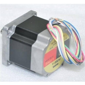 5 Phase 0.75A Oriental Vexta Stepper Motor 0.72 Degree Step PMM33AH2C39 - a black and silver square-bodied motor with a bundle of multi-colored wires extending from the back label.