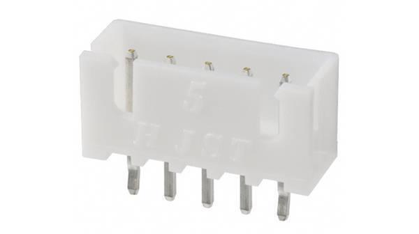5 Pin 2.5mm JST Xh Style PCB Mount Male Connector - shown as a white plastic five-pin header with vertical metal pins for PCB mounting.