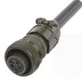 5 Pin Military Connector - High-Performance & Durable | Digilog.pk - an olive-drab circular connector with five internal pin sockets and a cable strain relief clamp attached to a black cable.