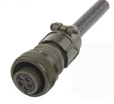 5 Pin Military Connector - High-Performance & Durable | Digilog.pk - an olive-drab circular connector with five internal pin sockets and a cable strain relief clamp attached to a black cable.