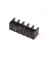 5 Pin Terminal Block Connector Straight Through Hole Black Barrier Terminal - five-position barrier-style connector with straight through-hole pins arranged in a single row.