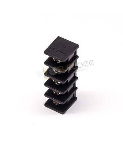 5 Pin Terminal Block Connector Straight Through Hole Black Barrier Terminal - five-position vertical barrier terminal block with visible screw terminals for wire connections.
