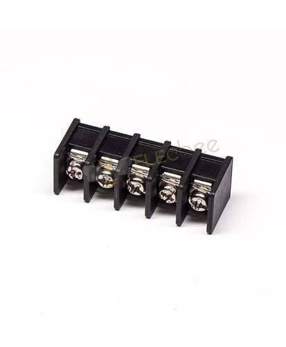 5 Pin Terminal Block Connector Straight Through Hole Black Barrier Terminal - shown as a black, five-position screw terminal block on a white background.