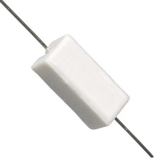 5 Watt 5% Resistor - a rectangular white ceramic component with a metallic wire lead extending from each end.