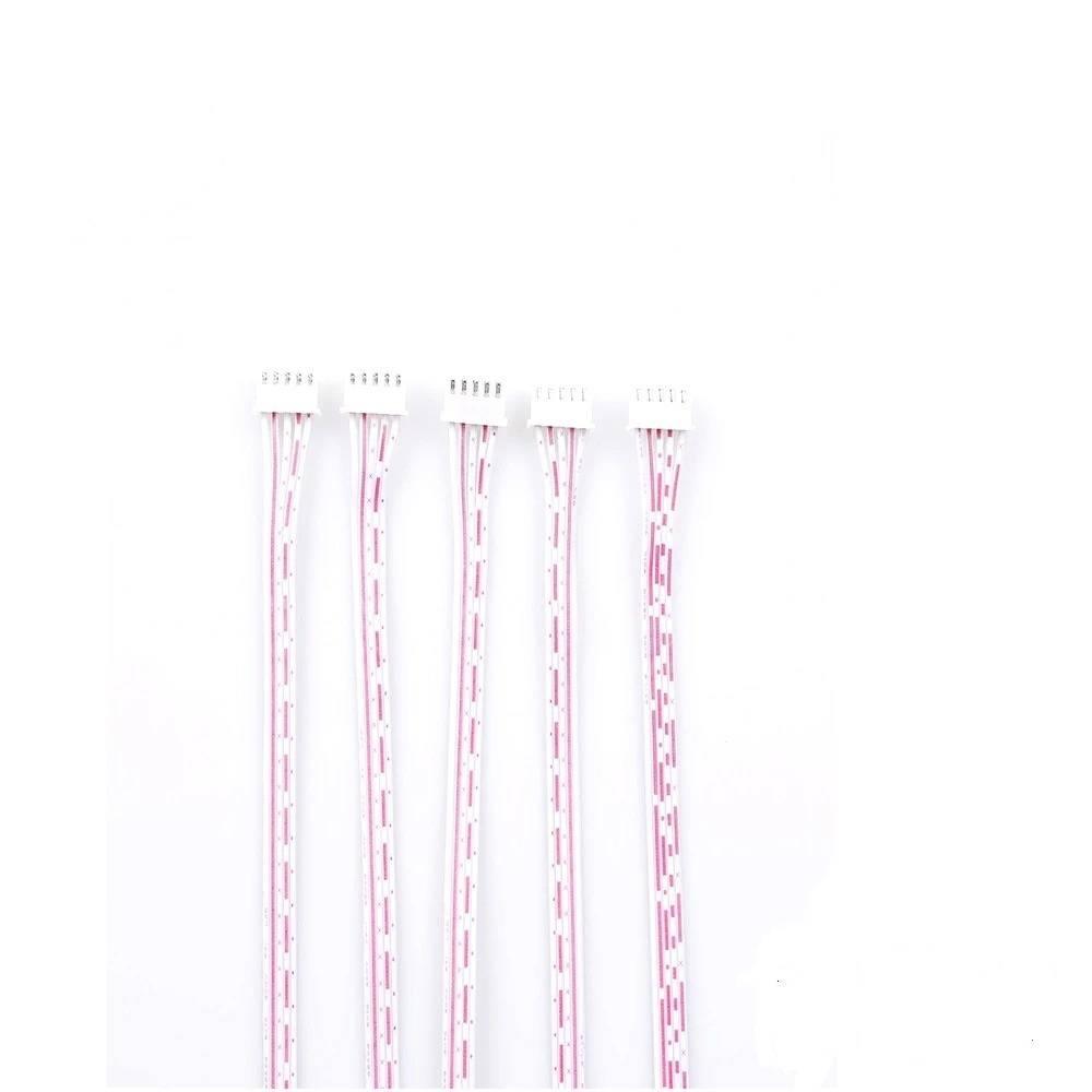5 Wires 2.54mm Pitch Female To Female JST Xh Connector Cable Wire 6 Inch - five white JST connector cables with pink and white striped wires.