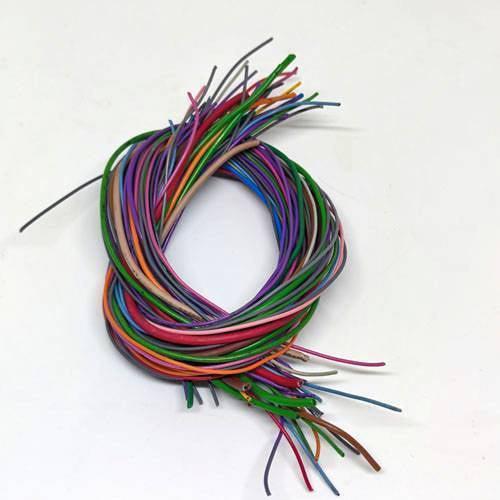50GRM Multiple Size Flexible Wires Jumper Wire Solder Able Wires Different Colors Mix Length Used - show a coiled bundle of multicolored flexible wires with exposed ends on a white background.
