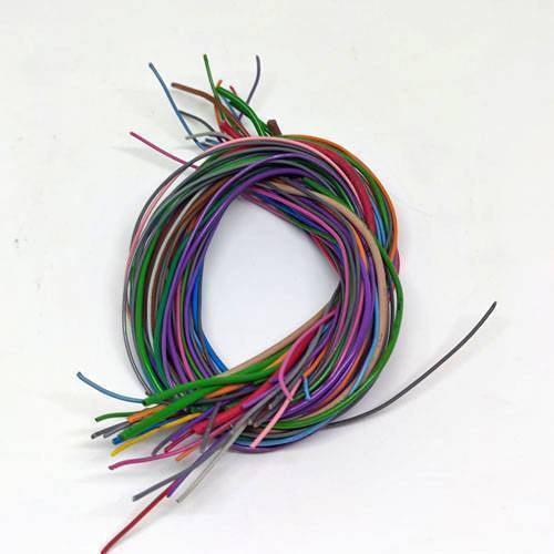 50GRM Multiple Size Flexible Wires Jumper Wire Solder Able Wires Different Colors Mix Length Used - multi-colored electrical wires on a white background.