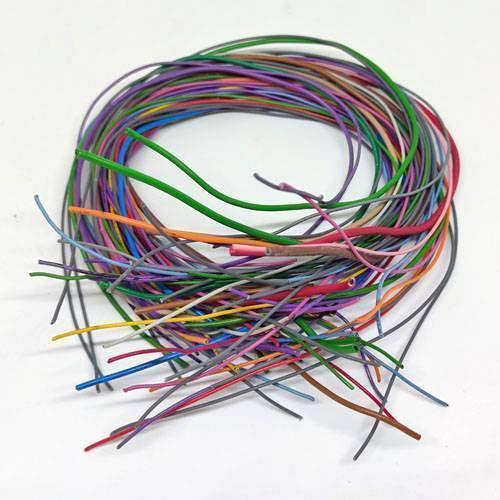50GRM Multiple Size Flexible Wires Jumper Wire Solder Able Wires Different Colors Mix Length Used - a tangled bundle of multi-colored, flexible jumper wires of varying lengths.