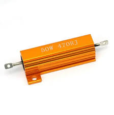 50W 470 ohm High Power Resistor - an orange rectangular aluminum-housed resistor with metal terminals on both ends and a mounting flange.