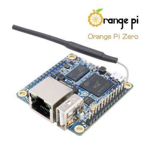512MB Orange Pi Zero H2 Development Board - with a blue circuit board, Ethernet port, USB port, micro-USB port, and an attached black antenna.
