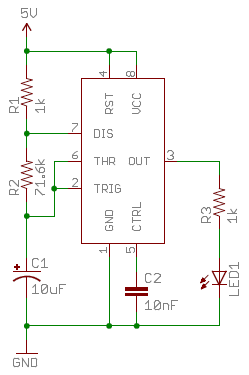 Example schematic with resistors - a 555 timer