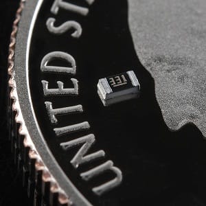 SMD resistor on a quarter