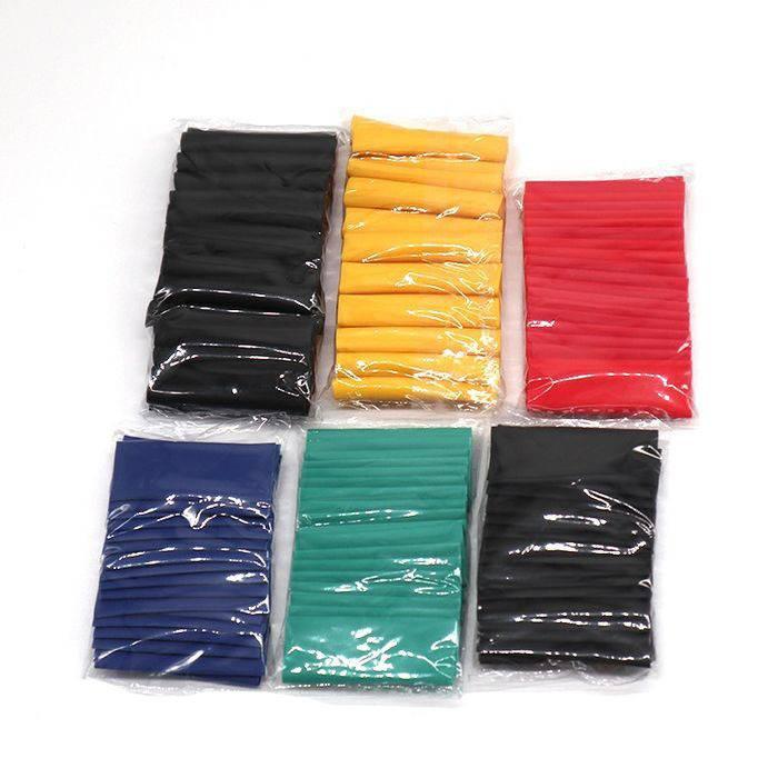 530pcs Heat Shrink Tubing Insulation Shrinkable Tubes Assortment Electronic Polyolefin Wire Cable Sleeve Kit Heat Shrink - six separate plastic-wrapped bundles of colored polyolefin heat shrink sleeves in black, yellow, red, blue, and green.