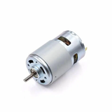 550 Motor DC Motor High Torque Electric Brushed Motor - a silver cylindrical brushed motor with a protruding metal shaft and two electrical terminals.