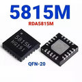 5815M RDA5815M QFN-20 Signal IC - two small black square integrated circuit chips, one viewed from the top with text and one from the bottom with metallic pads.