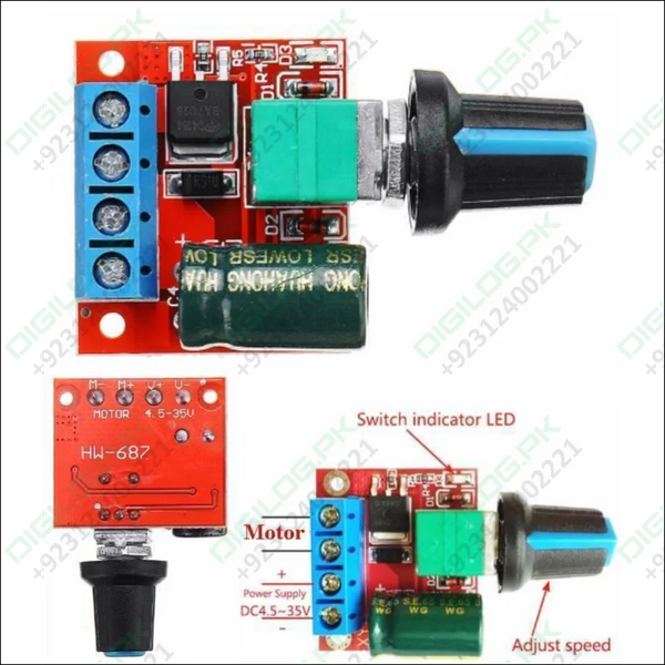 Hw-687 5a Mini Dc Motor Pwm Speed Controller Module Dimmer