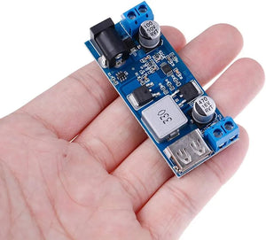 5A DC-DC 24V 12V To 5V Step Down Power Supply Converter USB Charging Module - a blue circuit board, USB port, and screw terminals.
