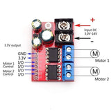 5A Dual Motor Drive Module Reverse PWM Speed Regulation Double h Bridge Zk 5ad - a red circuit board with two blue screw terminals, two black chips, and a row of pin headers with input labels.