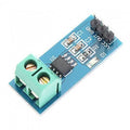 5A Range Current Sensor Module ACS712 - a blue rectangular circuit board with a green two-pin terminal block and three header pins.