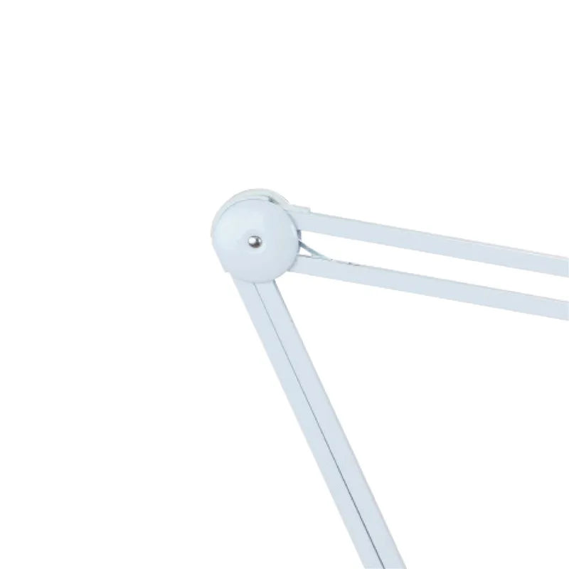 5d Clip Table Type Adjustable Magnifying Glass Lamp Work Lamp LED Lamp Reading Inspection Desk Lamp MA-1209LI - close-up of the white adjustable metal arm joint and hinge mechanism.