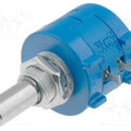 5k Multiturn Potentiometer Resistor 3590S-2-502L Precision Multiturn Potentiometer - a blue cylindrical precision potentiometer with a metal shaft, threaded mounting base, and three terminals.