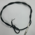 5k NTC Waterproof Temperature Sensor - Industrial Grade - black two-wire cable with a silver metallic probe tip labeled 5K, coiled on a white background.